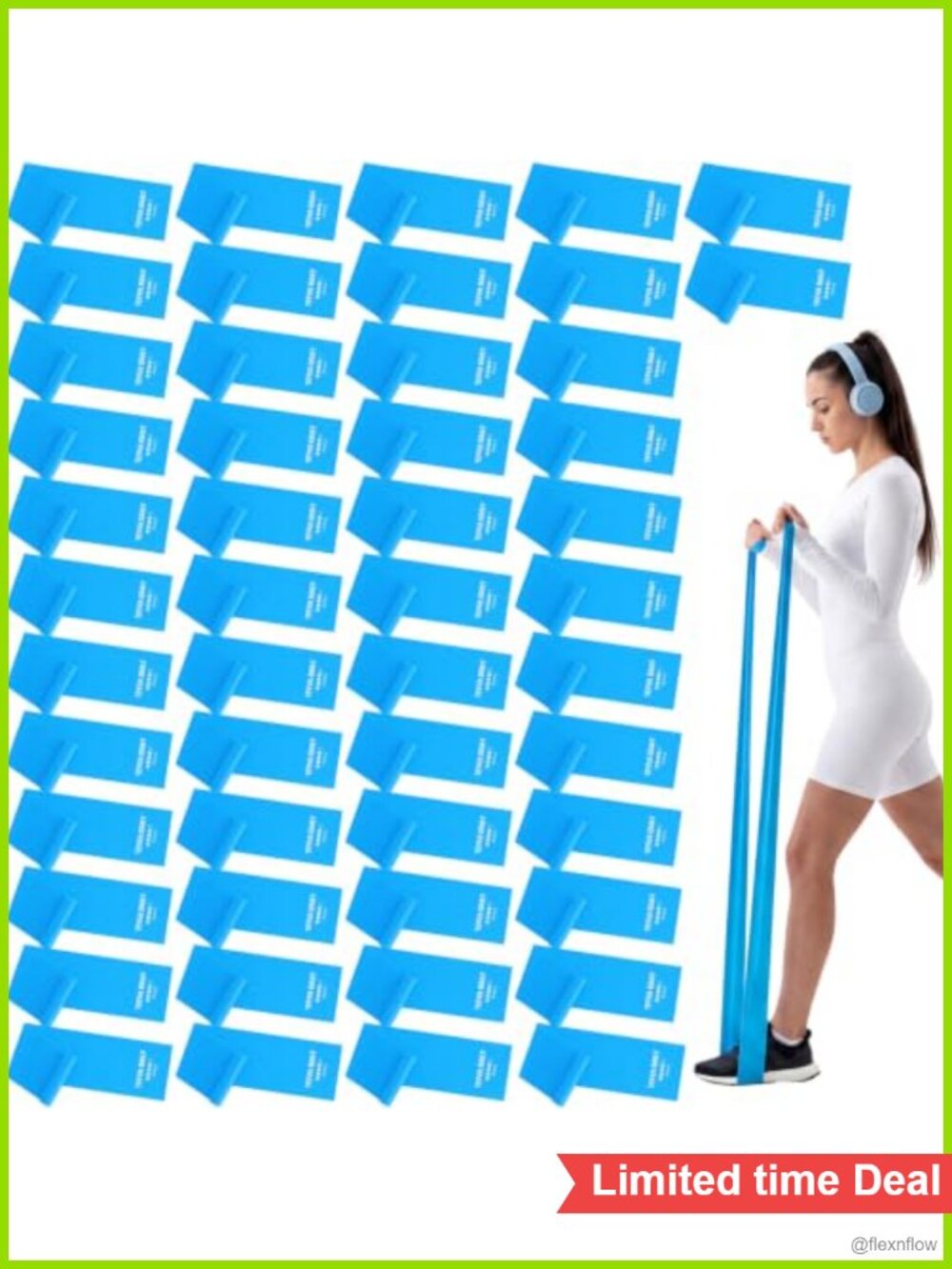 50 Pack Professional Non-Latex TPE Resistance Bands for Rehab Pilates Yoga